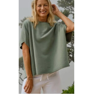 New Frank & Eileen ArtichokeGreen Cotton Fleece Capelet OS